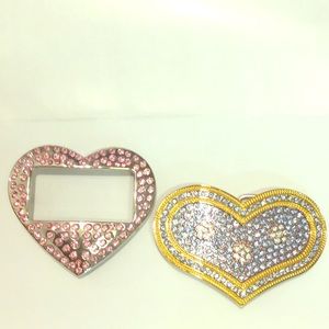 2 Belt Buckles Hand designed crystals